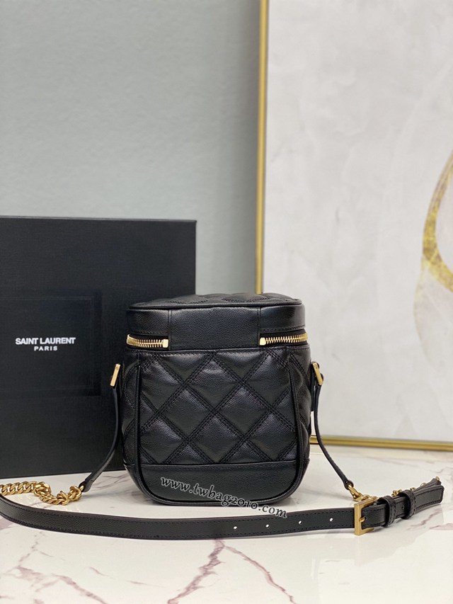 YSL专柜款女包 聖羅蘭經典款VANITY方形絎縫粒面壓印手袋 YSL環繞式拉鏈化妝包 649779  jjh1118